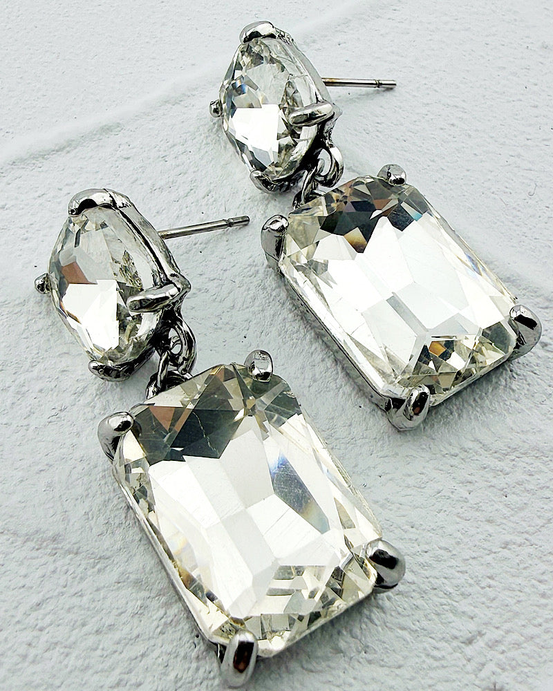 Angela Silver/Clear Jeweled Earrings