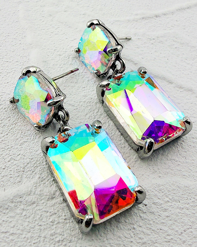 Angela Silver/AB Jeweled Earrings