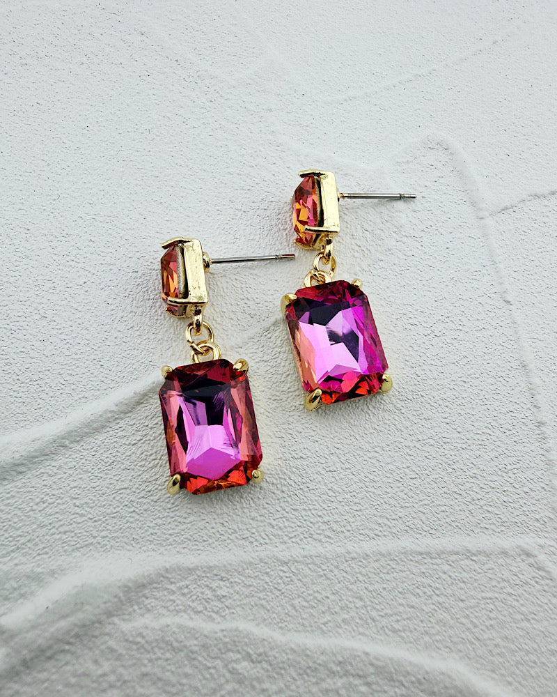 Mini Angela Hot Pink Iridescent Earrings