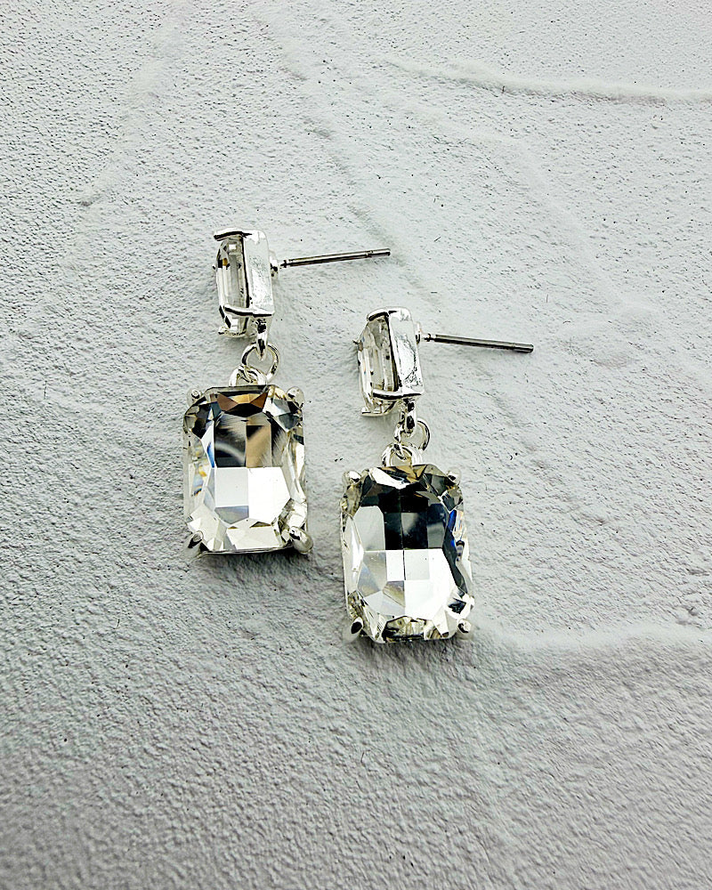 Mini Angela Silver/Clear Earrings