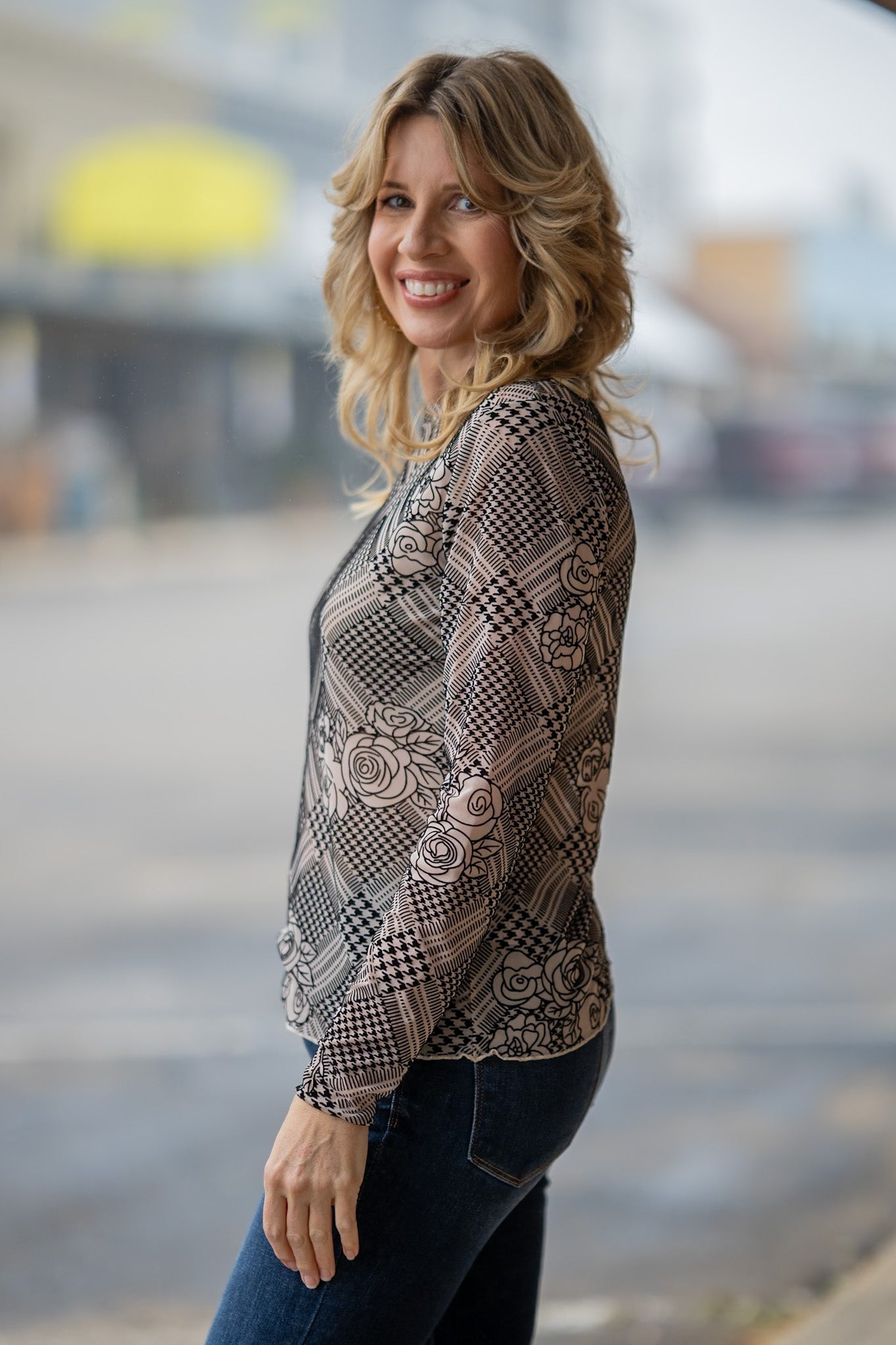 Cynthia Velvet Mesh Top