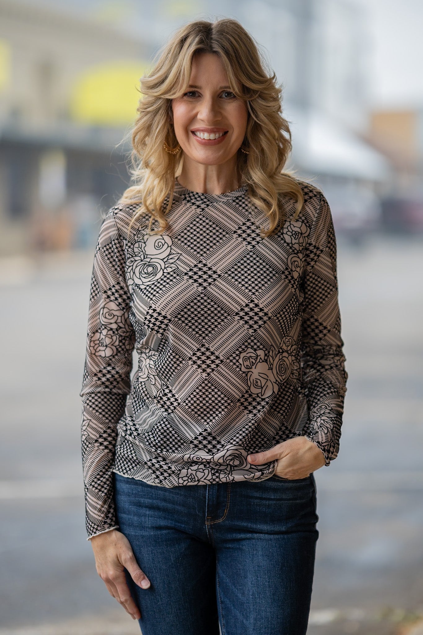 Cynthia Velvet Mesh Top