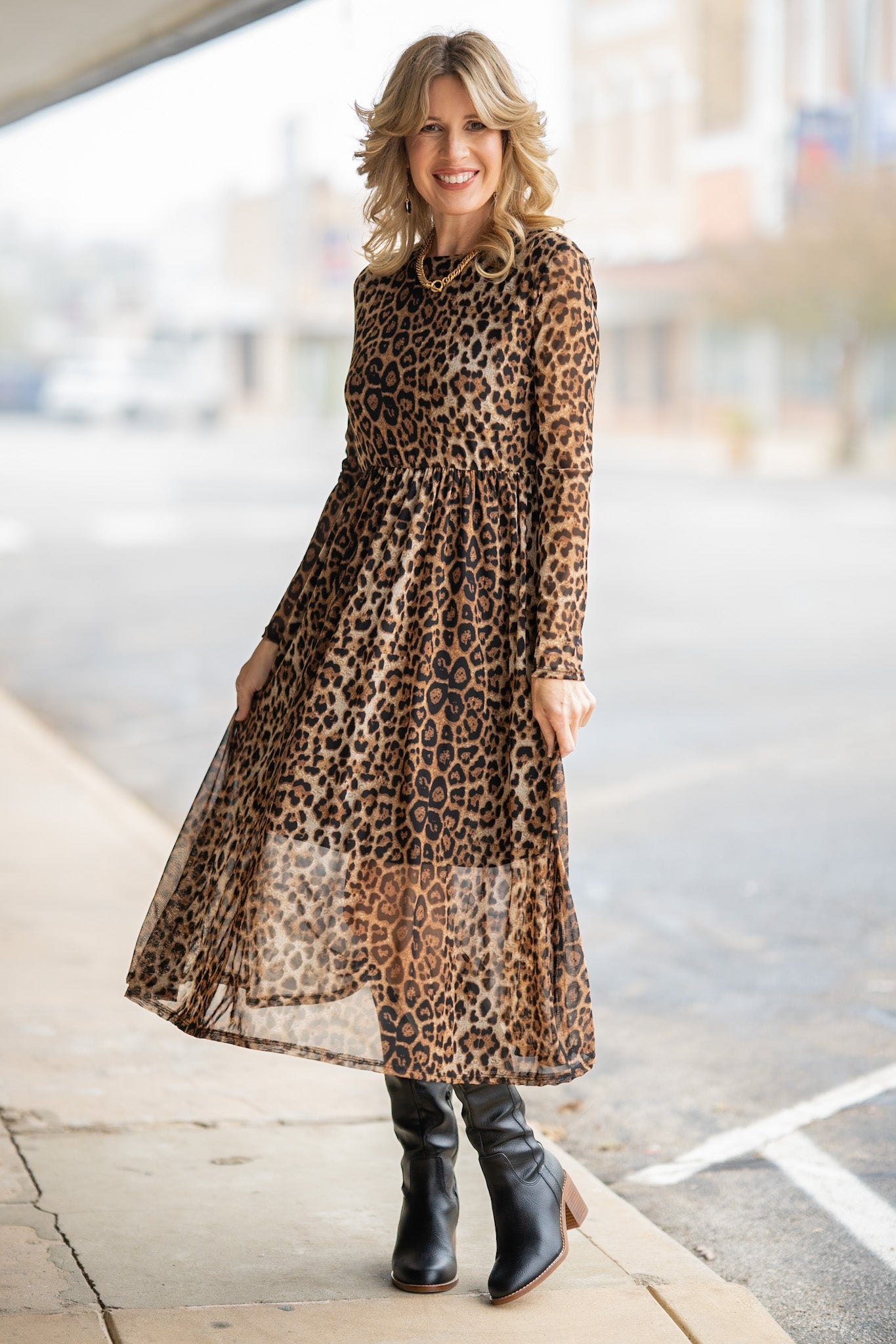 Livi Leopard Mesh Dress