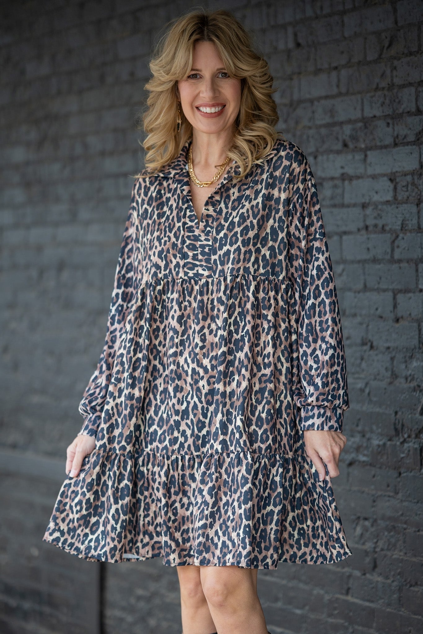 Laura Leopard Babydoll Dress