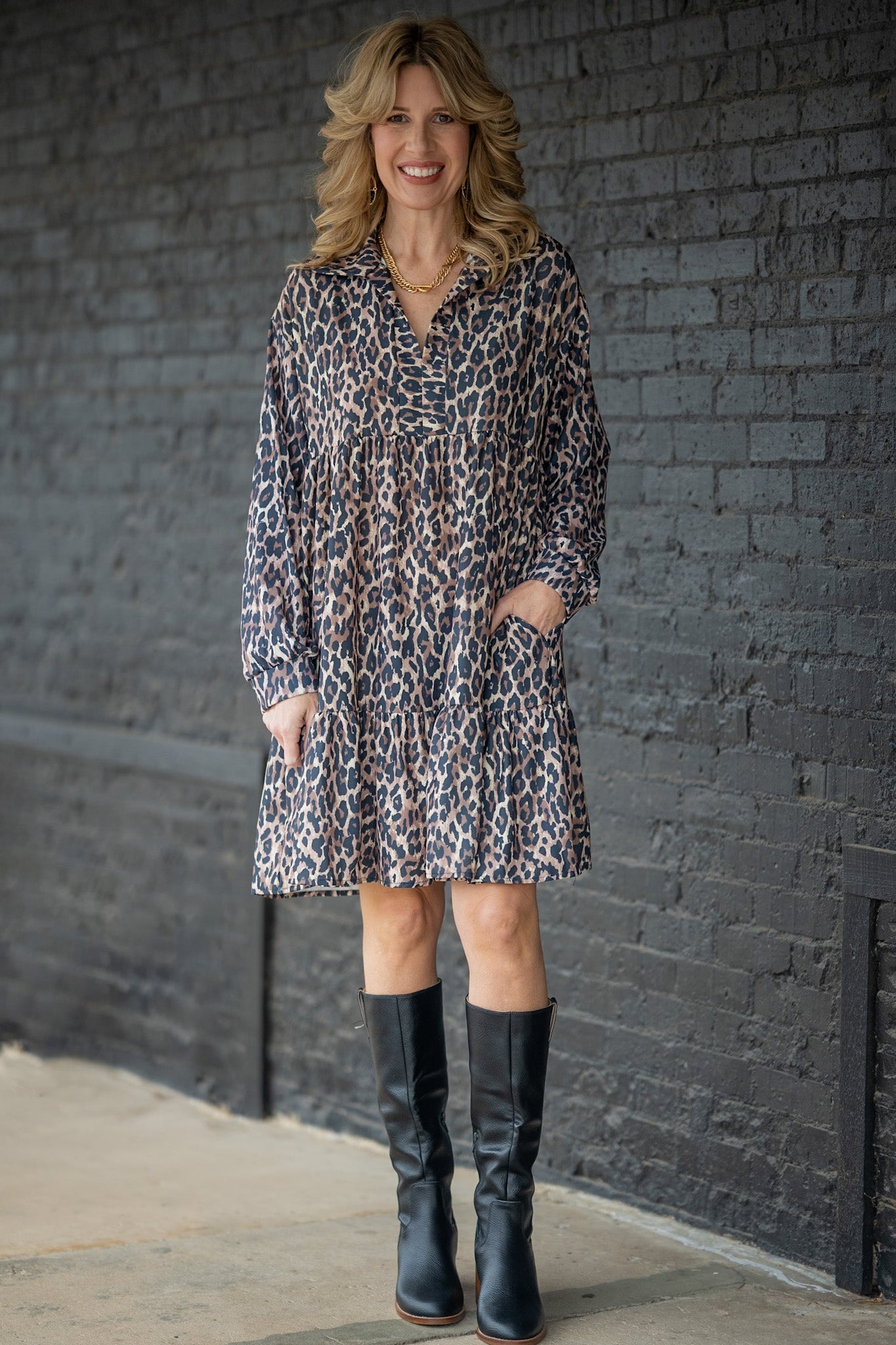 Laura Leopard Babydoll Dress