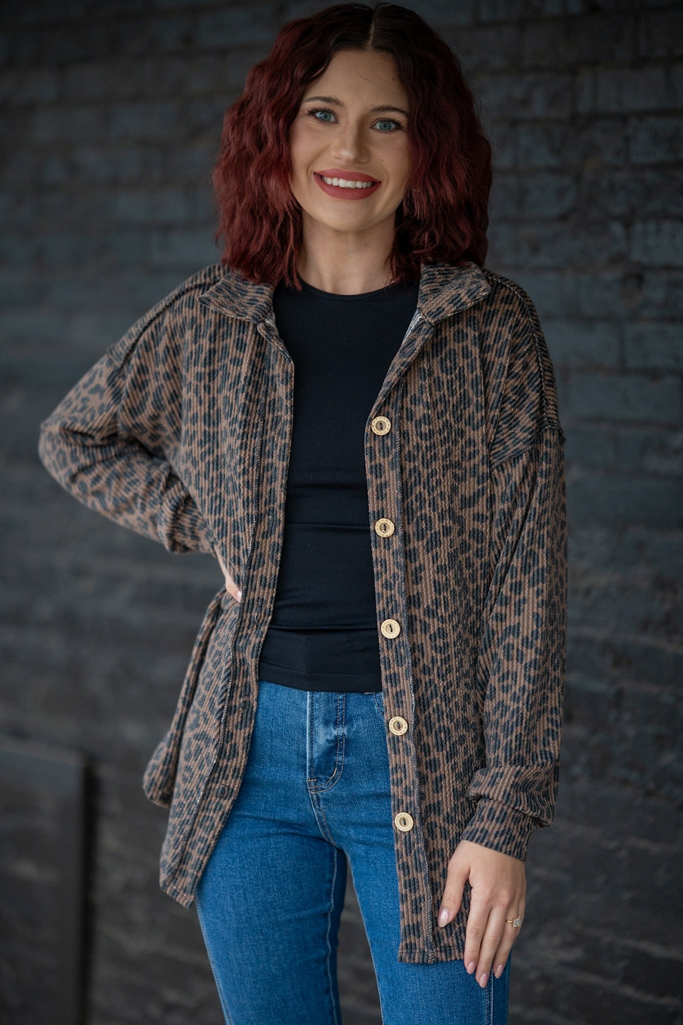 Urban Daze Brown Leopard Button-Down