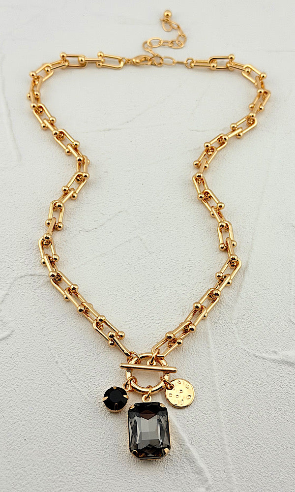 Gemstone Glow Black Necklace