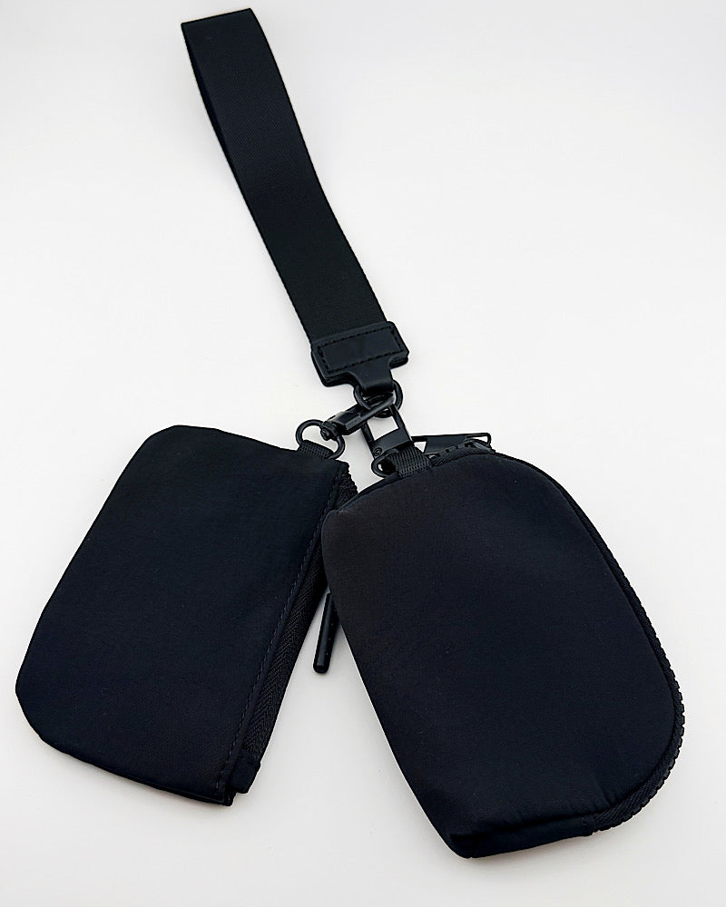 Black Dual Wristlet Keychain
