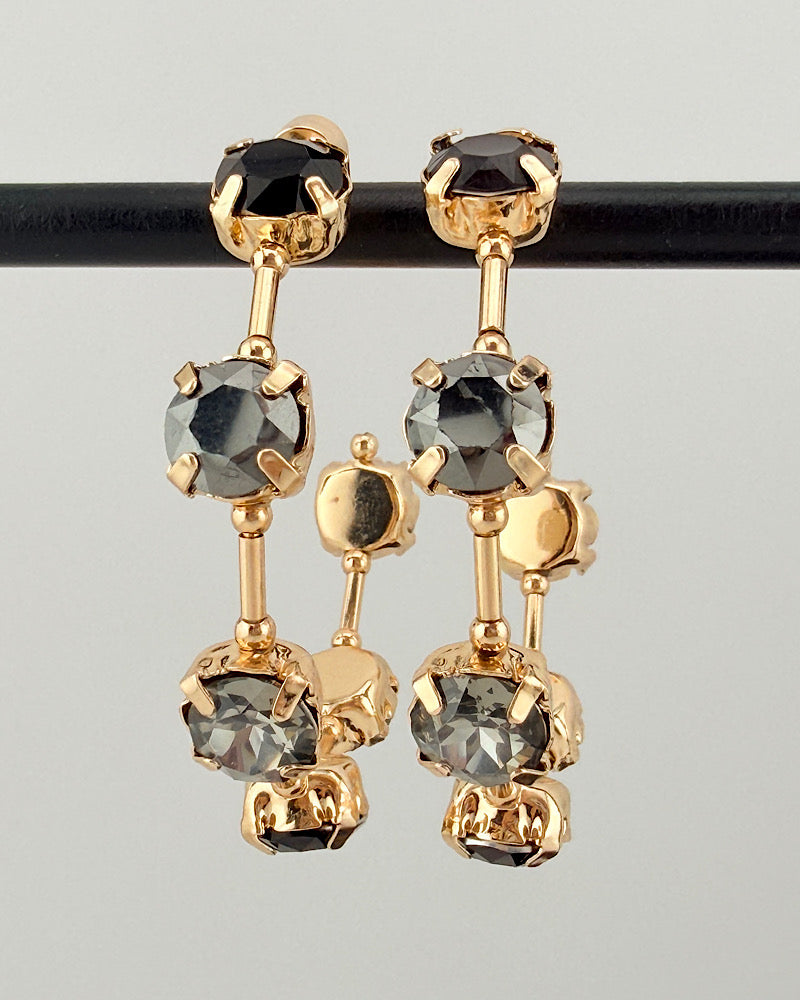 Crystal Couture Black Hoops