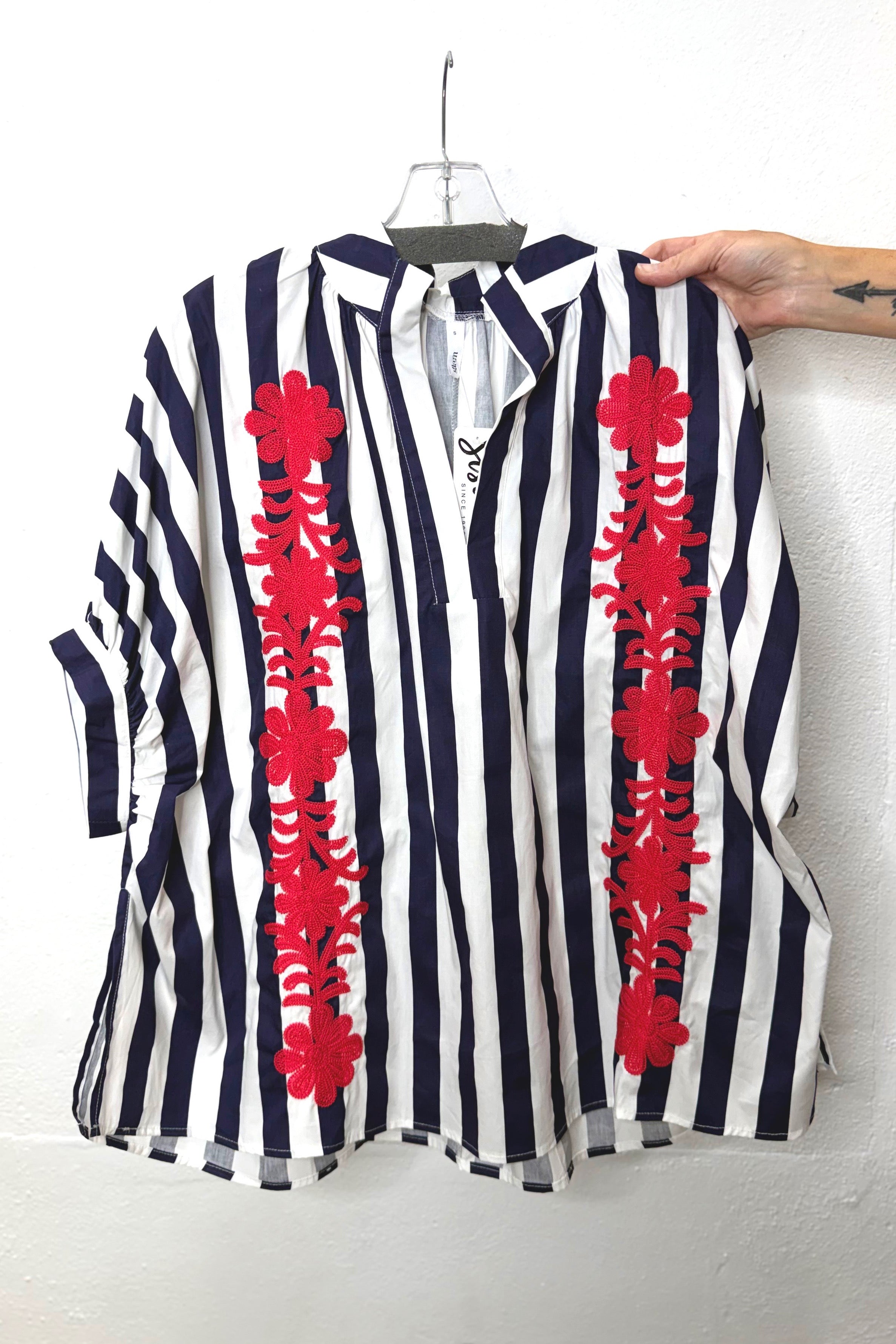 Bonnie Navy Embroidered Top - Final Sale!