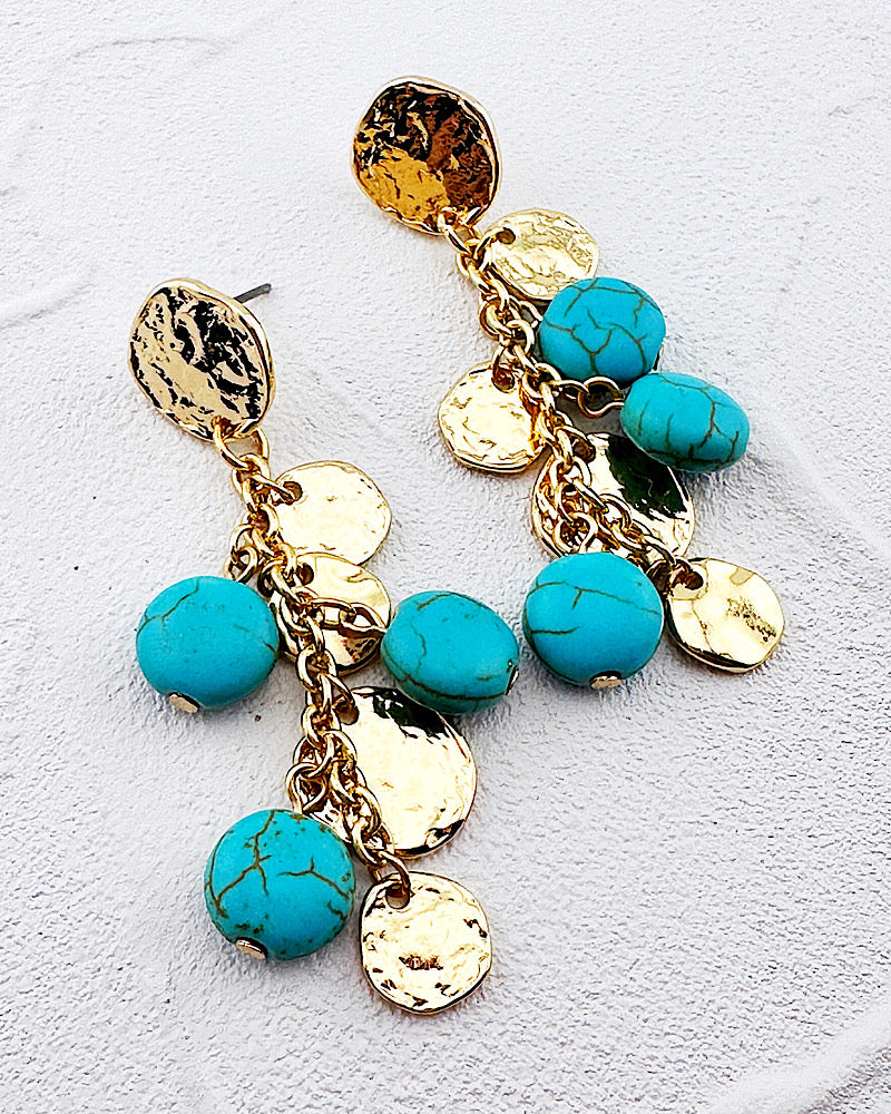 Tara Turquoise Coin Earrings