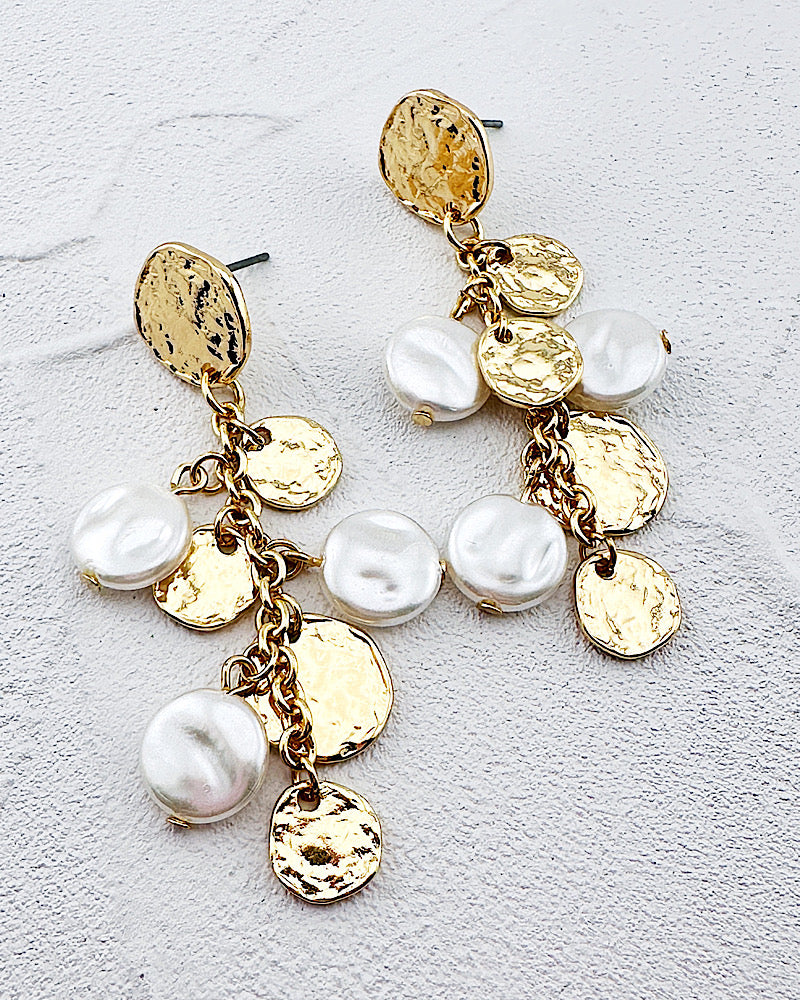 Chloe Pearl Coin Earrings