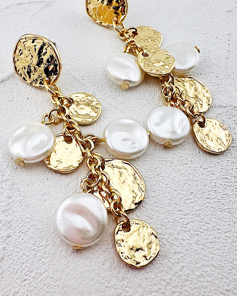 Chloe Pearl Coin Earrings