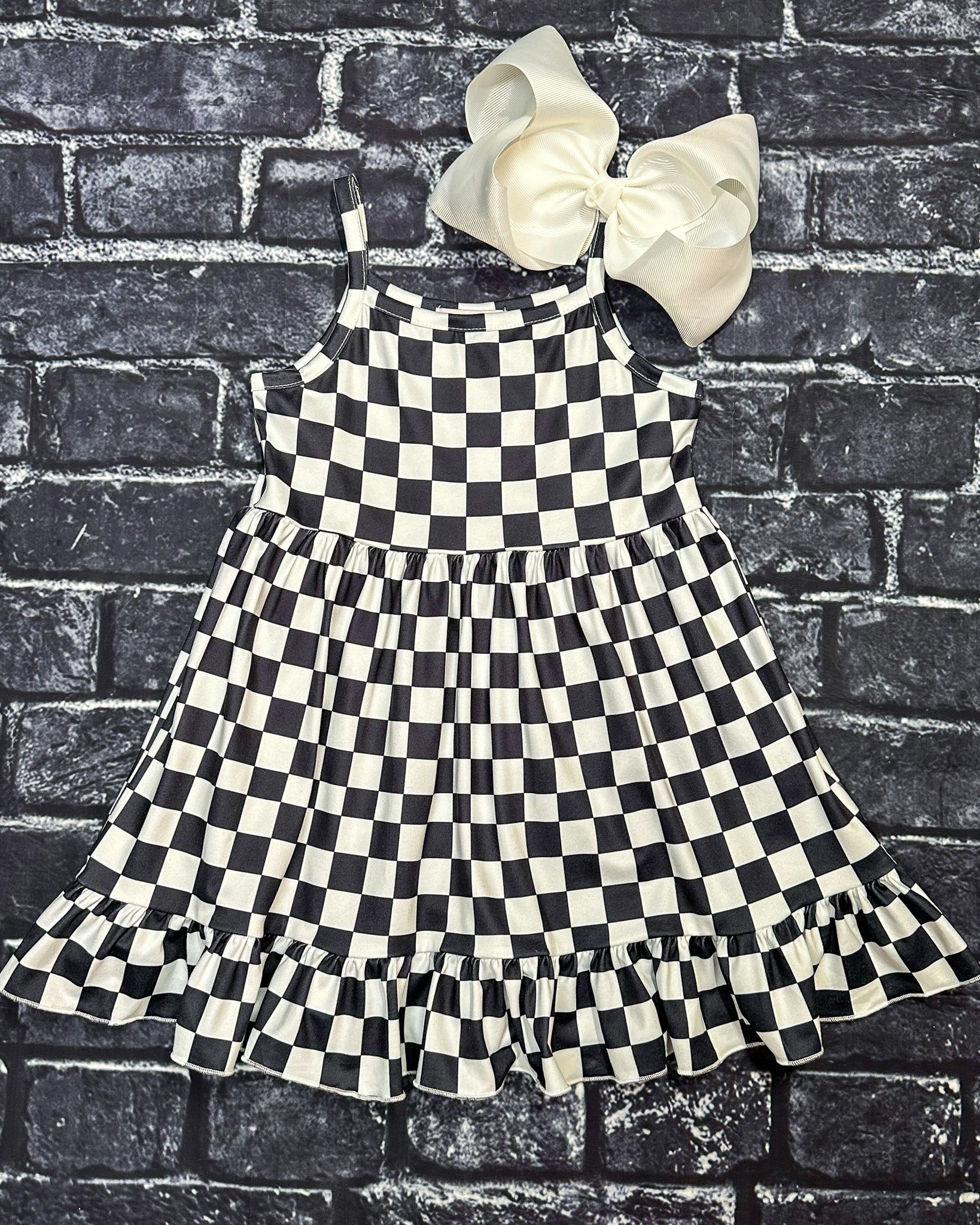 Good Vibes Black Checkered Dress