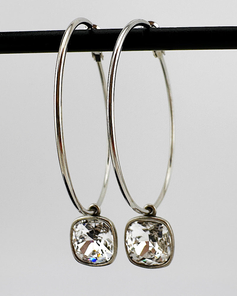 Kamille Silver/Clear Hoops