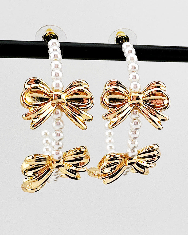 Monique Pearl & Bow Hoops