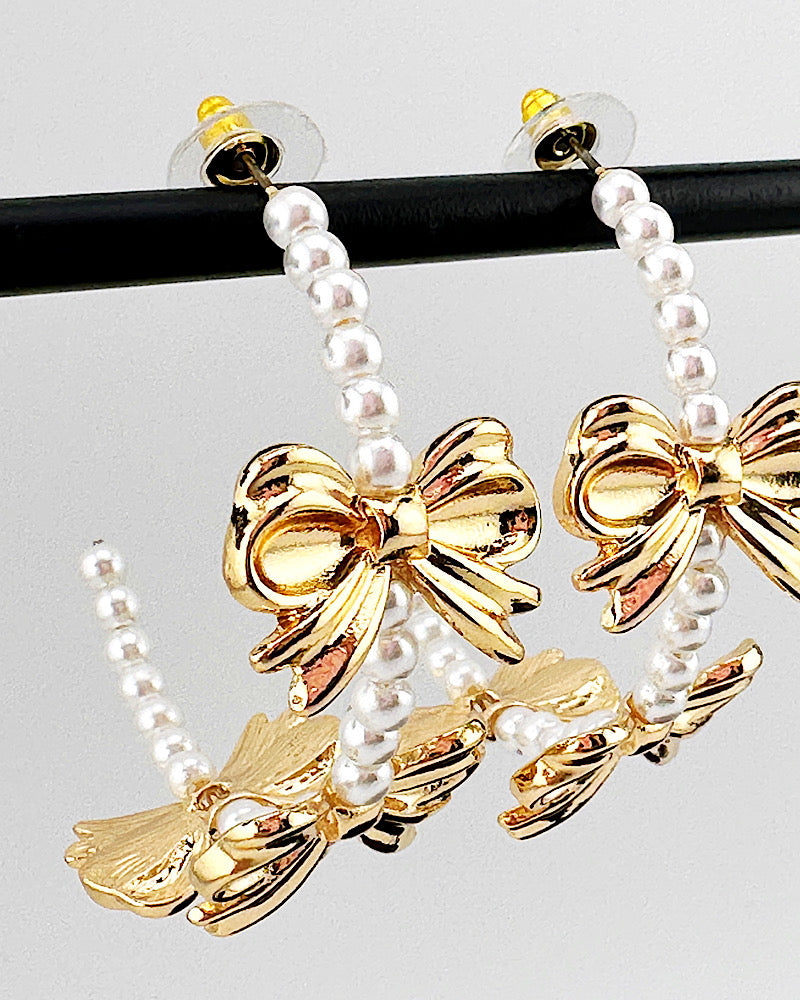 Monique Pearl & Bow Hoops