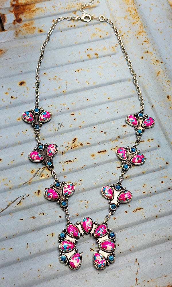 Cotton Candy Squash Blossom Necklace
