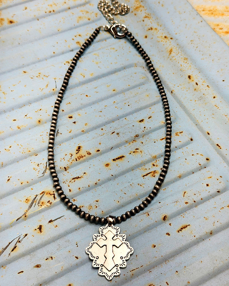 Cowgirl Code Cross Necklace