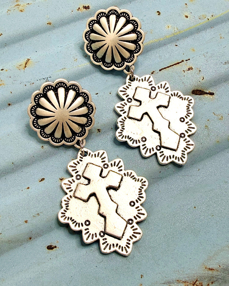 Cowgirl Code Cross Earrings