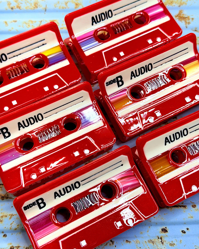 Red Cassette Tape Hair Clip