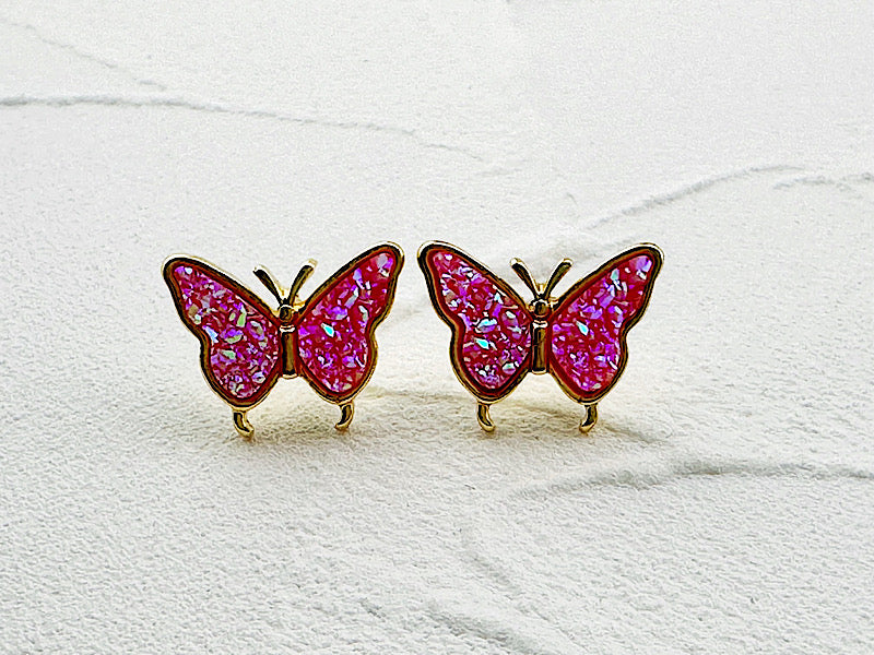 Butterfly Druzy Studs