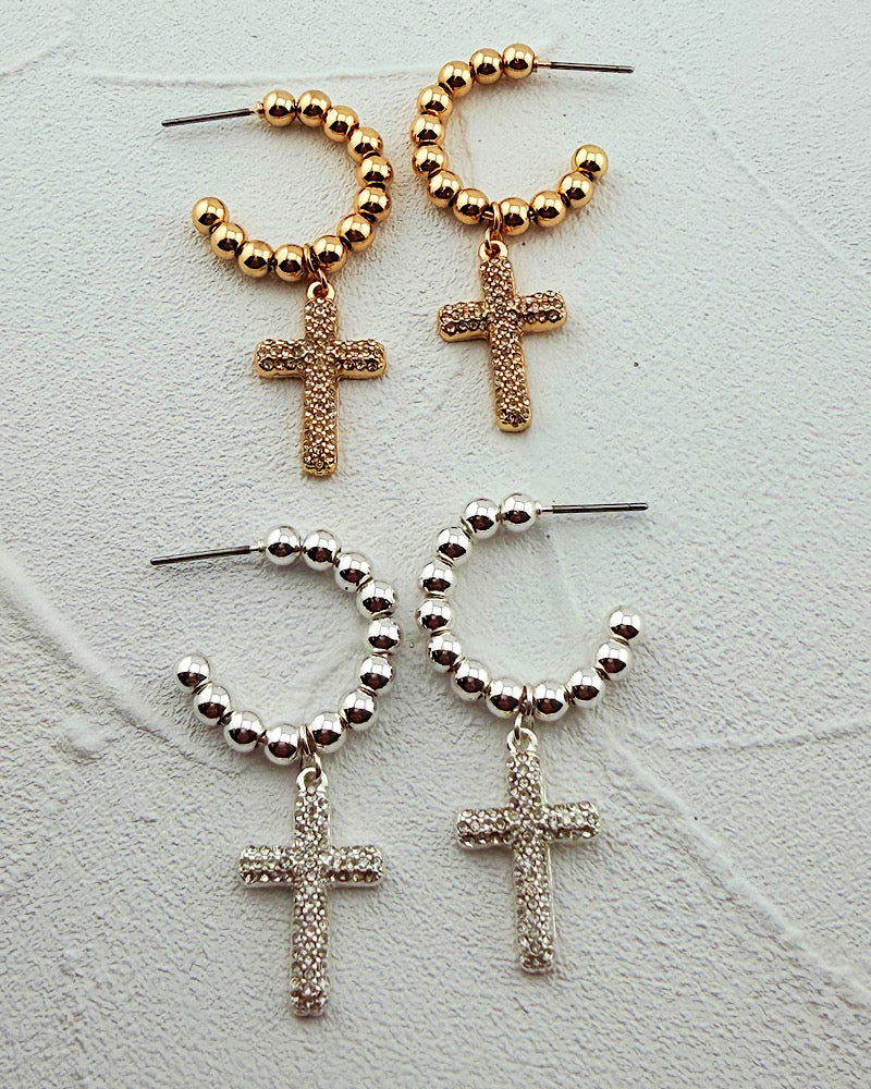 Timeless Cross Hoops