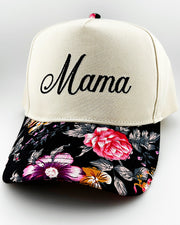 Mama Black Floral Trucker Hat