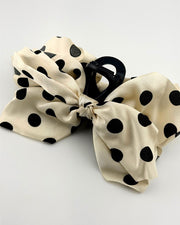 Ivory Polka Dot Vintage Bow Hair Clip