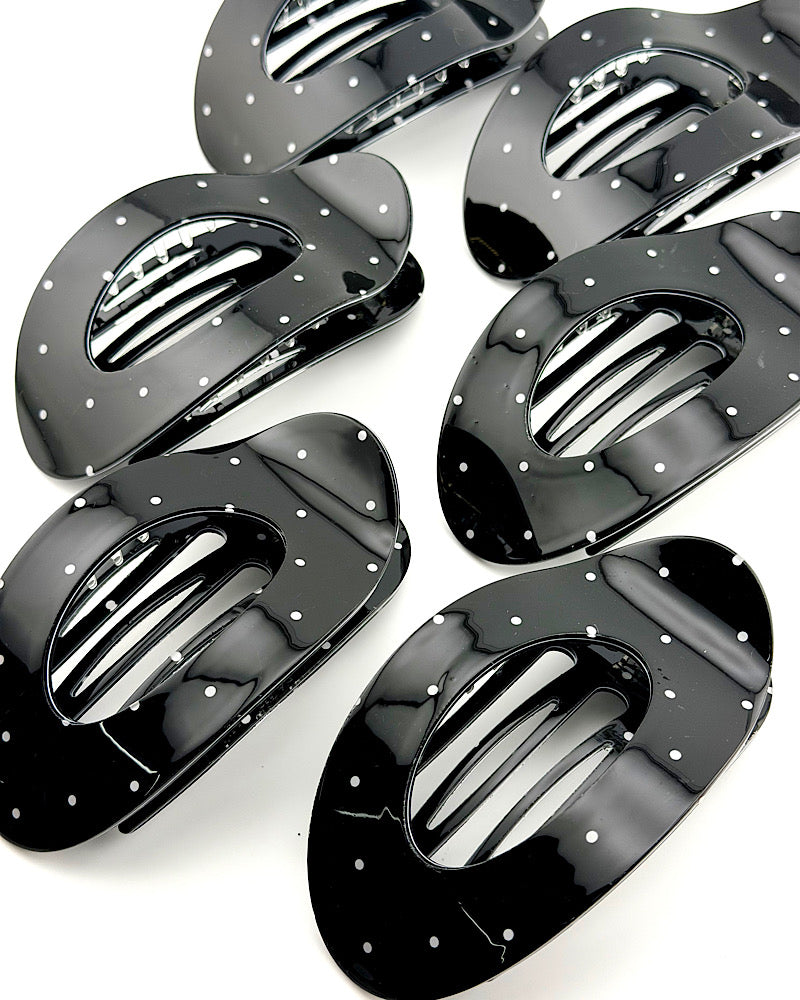 Black Polka Dot Flat Hair Clip