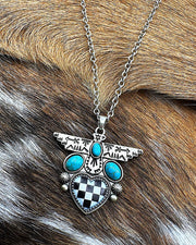 Ada Checkered T-Bird Necklace