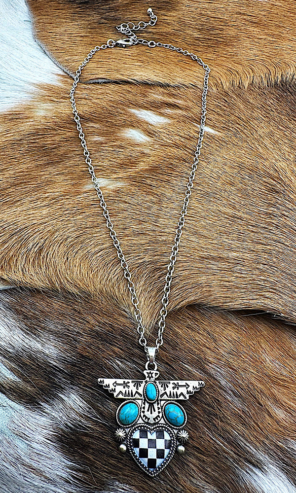 Ada Checkered T-Bird Necklace