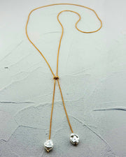Sunlit Pearl Lariat Necklace