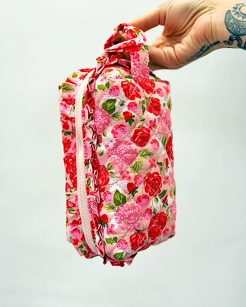 Rose Garden Quilted Cosmetic Pouch