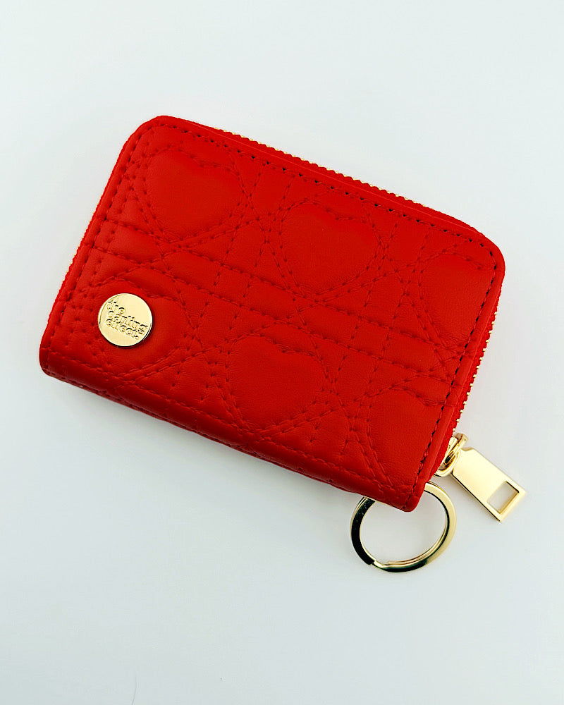 Red Hearts Zip Around Wallet