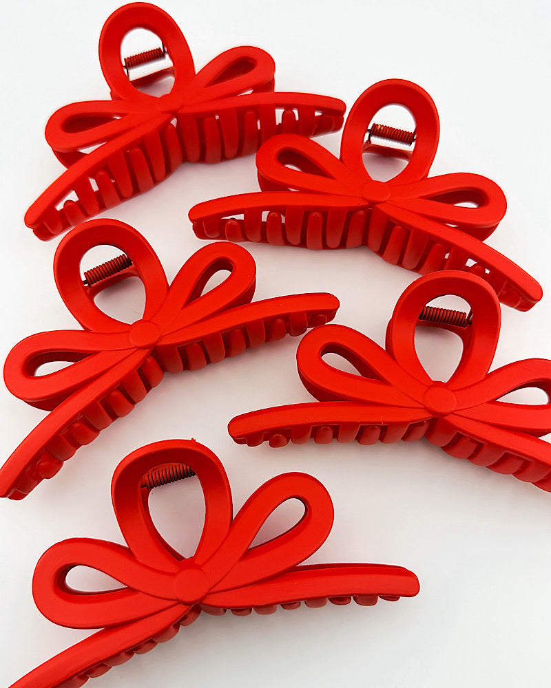 Ruby Red Bow Hair Clip