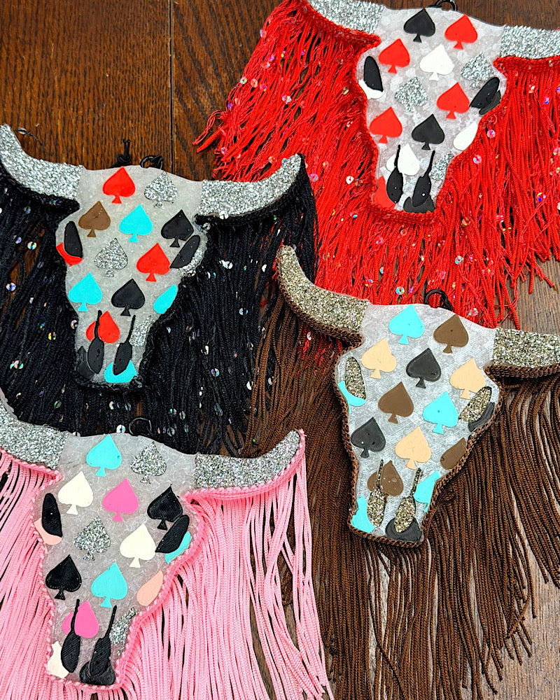 Spade Bull Skull Fringe Freshie