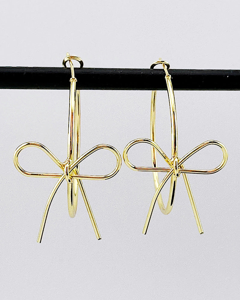 Daphne Gold Bow Hoops