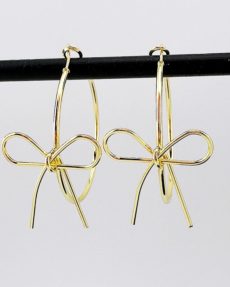 Daphne Gold Bow Hoops