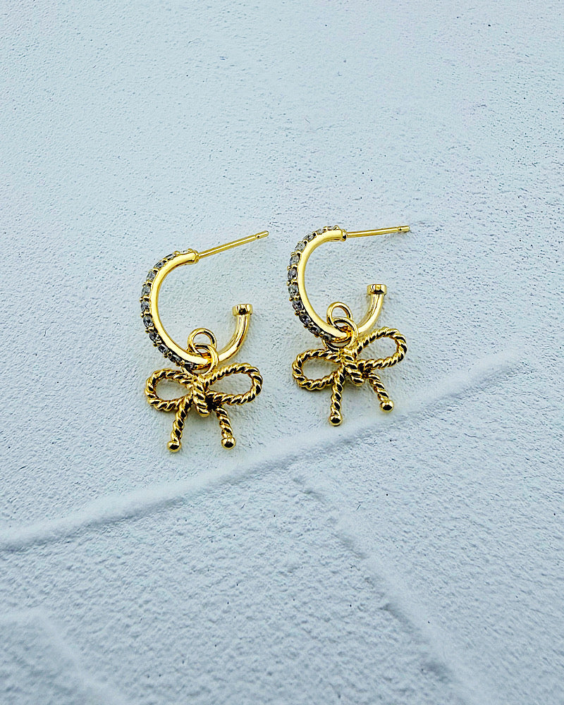 Catherine Bow Huggie Hoops