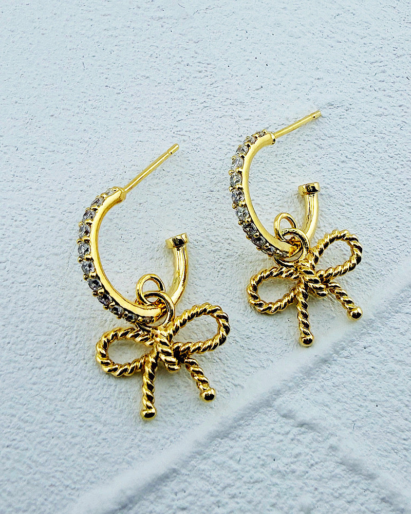 Catherine Bow Huggie Hoops