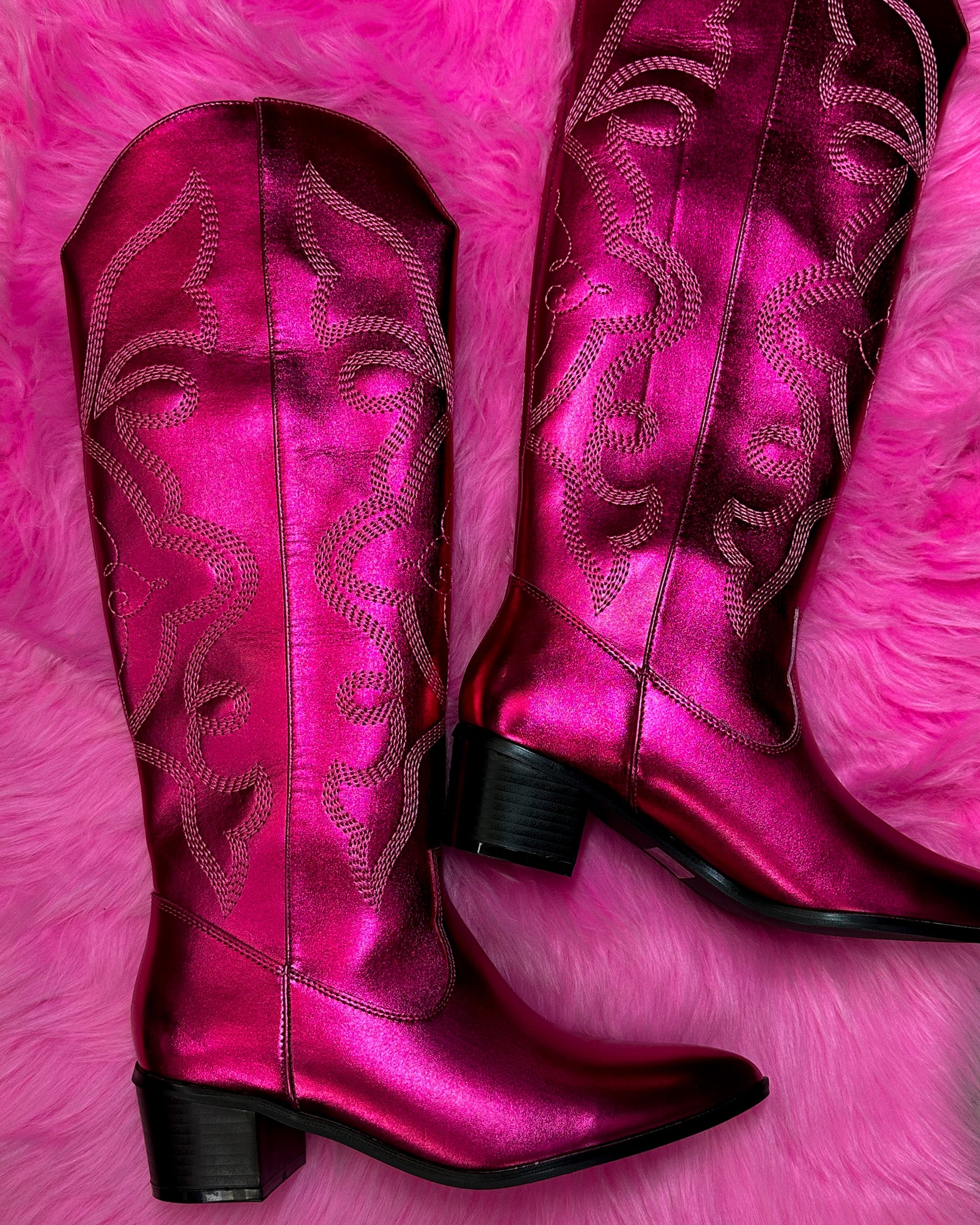 Marlie Metallic Pink Cowgirl Boots