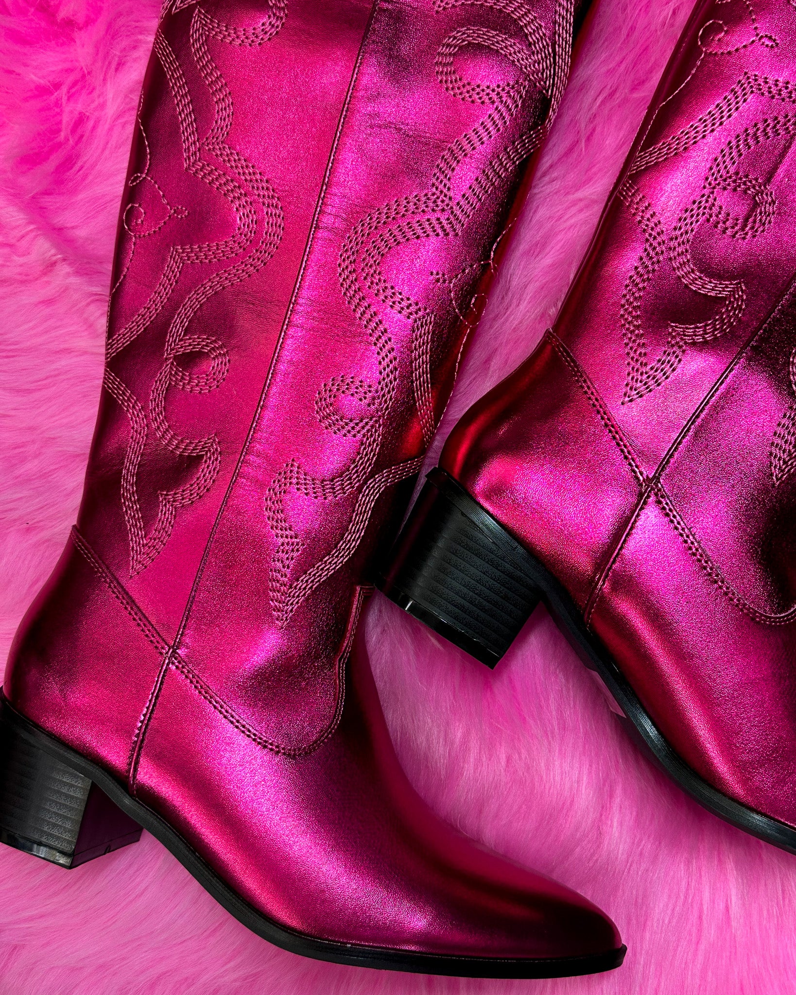 Marlie Metallic Pink Cowgirl Boots