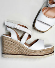 Elise White Wedges