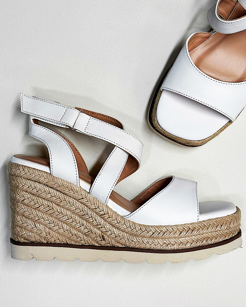 Elise White Wedges