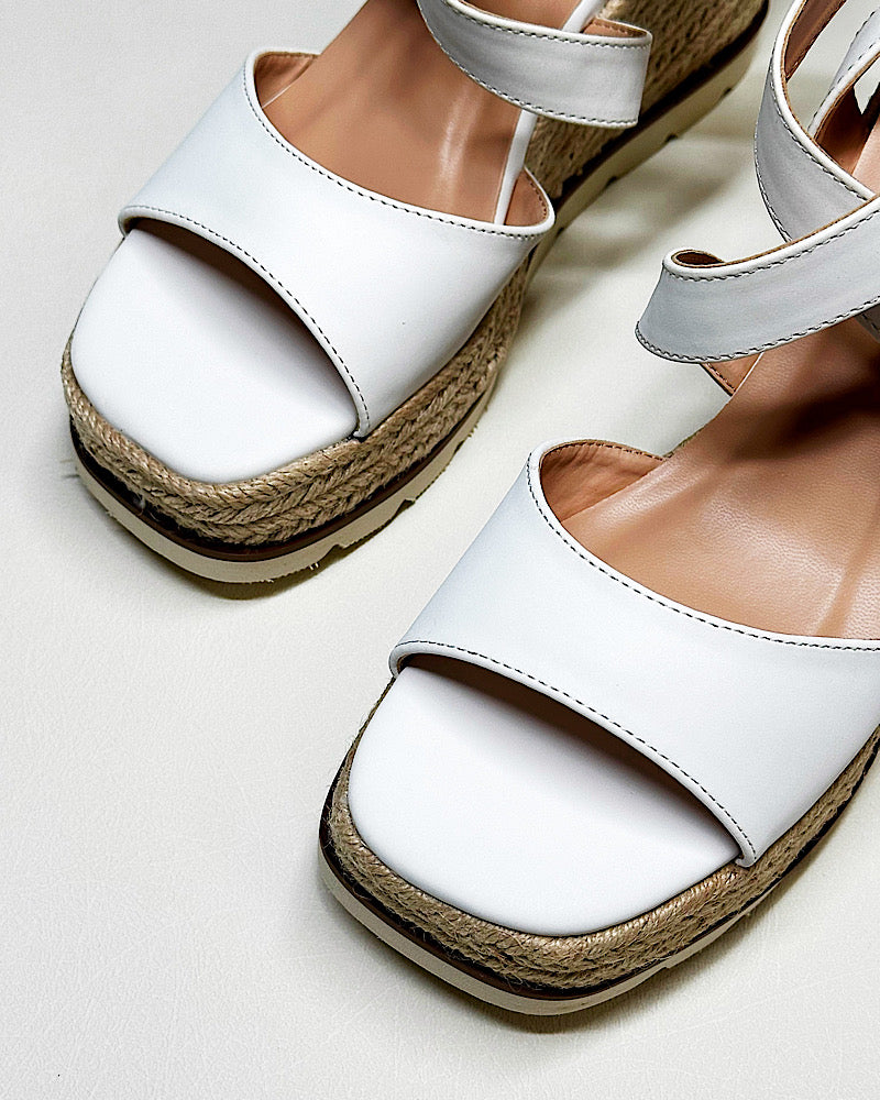 Elise White Wedges