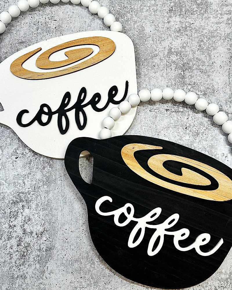 Beaded Coffee Mug Sign