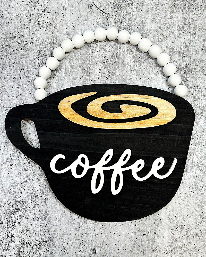 Beaded Coffee Mug Sign