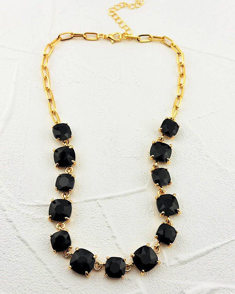 Elle Black Jeweled Necklace
