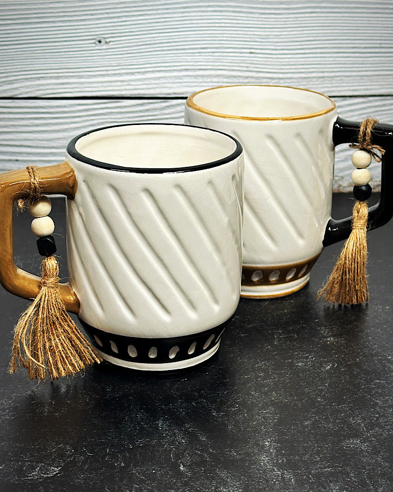 Ceramic Beaded Tassel Mug